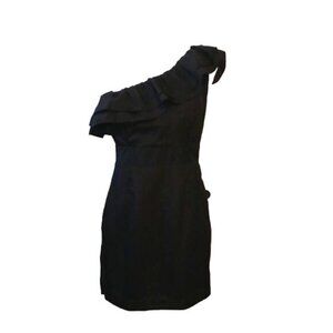 Level Eight Black One Shoulder Ruffled‎ Mini Cocktail Dress Size M